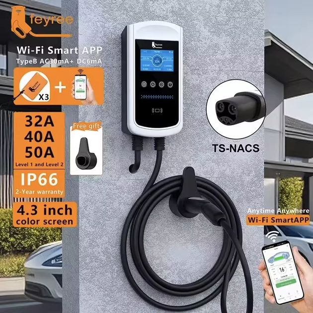 Зарядна станція для електромобіля Feyree 12кВт 50A, NACS - Pisces PRO Wi-Fi - зображення 8