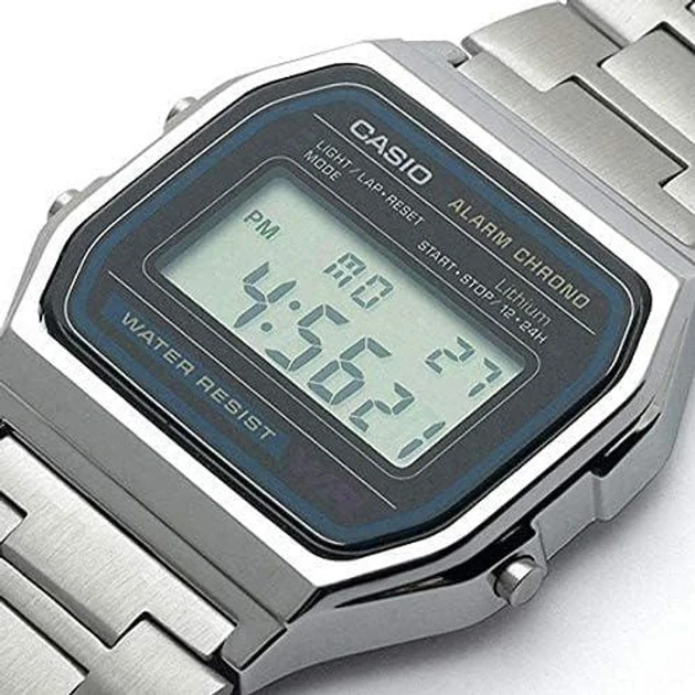 Наручные часы Casio A158WA-1, цифровые, стальной браслет, водозащита 30 м - изображение 2