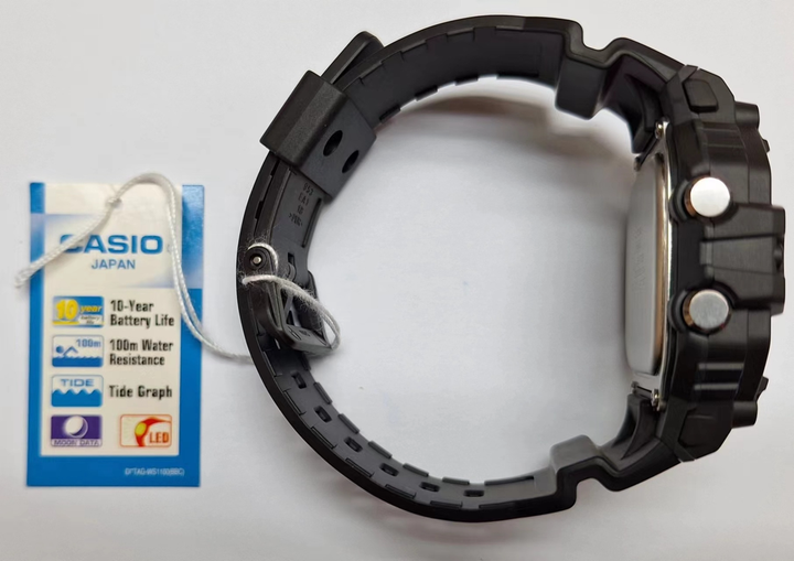 Чоловічий цифровий годинник Casio WS-1700H-1A на полімерному ремінці, водозахист 100 м - изображение 5