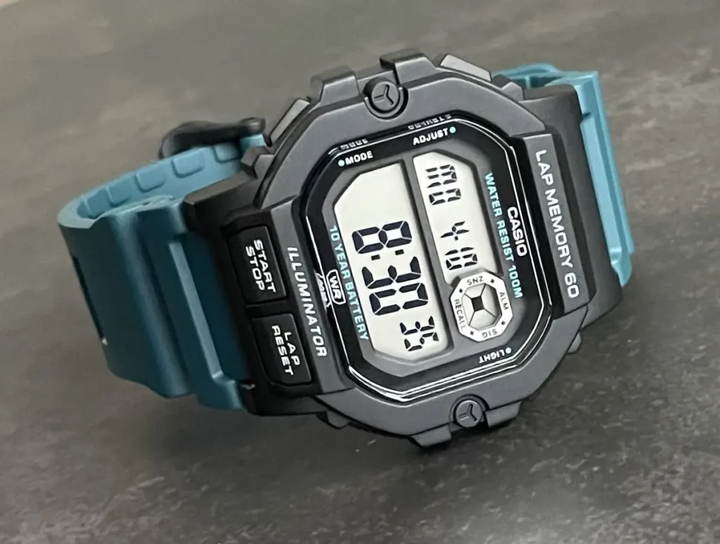 Электронные часы Casio WS-1400H-3A зеленые 100 м - изображение 3