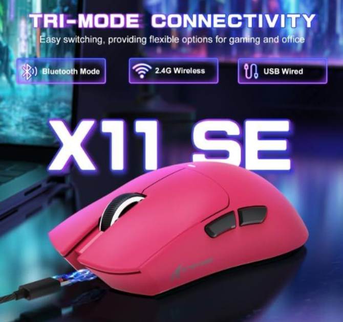 Бездротова миша ігрова attack shark x11se pink - зображення 4