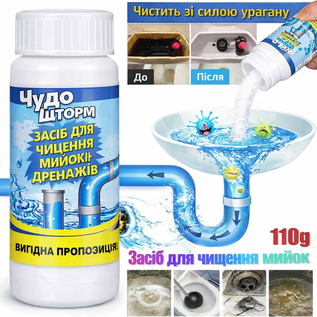 Очисник для труб і раковин WILD Tornado Sink & Drain Cleaner, порошок 100 мл - Фото 6 Очисник для труб і раковин WILD Tornado Sink & Drain Cleaner, порошок 100 мл - изображение 6