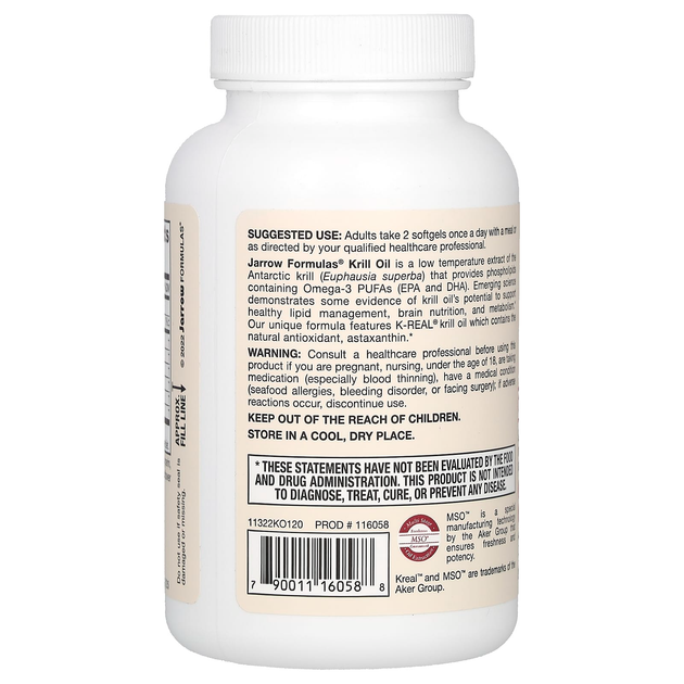 Масло кріля Jarrow Formulas "Krill Oil" жирні кислоти омега 3 з астаксантином (120 гельових капсул) - зображення 3
