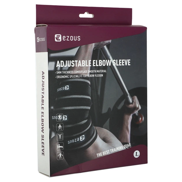 Налокотники для жима 2шт размер L Полиэстер Хлопок Латекс 376 г ADJUSTABLE ELBOW SLEEVE EZOUS серый-черный C-08 - Фото 6 Налокотники для жима 2шт размер L Полиэстер Хлопок Латекс 376 г ADJUSTABLE ELBOW SLEEVE EZOUS серый-черный C-08 - изображение 6