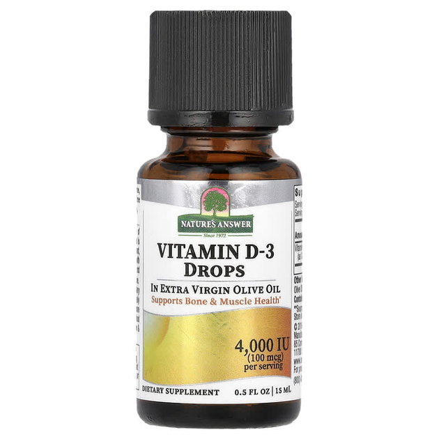 Жидкий витамин D3, Nature's Answer "Vitamin D-3 Drops" холекальциферол, 4000 МЕ (15 мл) - изображение 3
