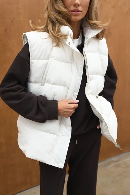 ЖИЛЕТ УТЕПЛЕНИЙ З ЗАТЯЖКАМИ OW001 2502131160309 L/XL Молочний - зображення 4