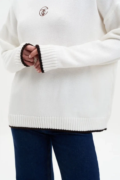 Светр з принтом S012 2508369192110 L/XL Молочний - изображение 6