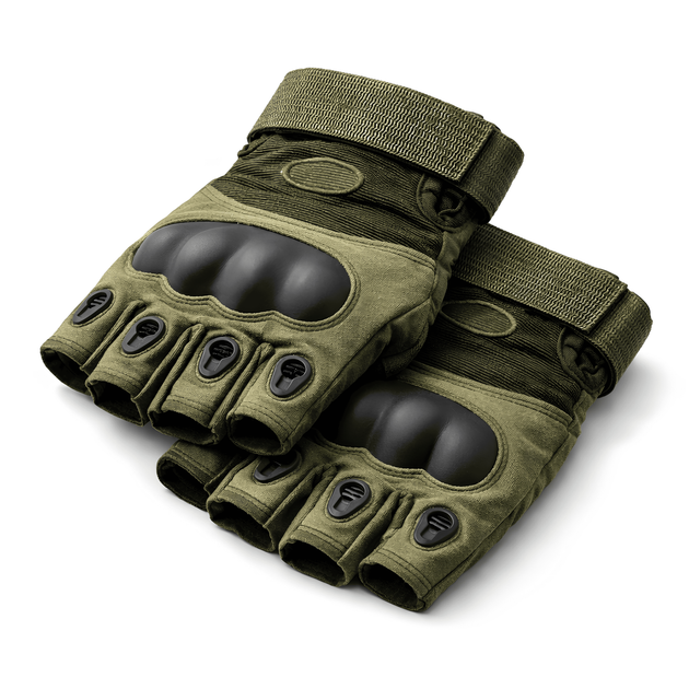 Тактичні рукавички безпальцеві з захистом кісточок Olive Tactical Pro - Фото 1 Тактичні рукавички безпальцеві з захистом кісточок Olive Tactical Pro - зображення 1