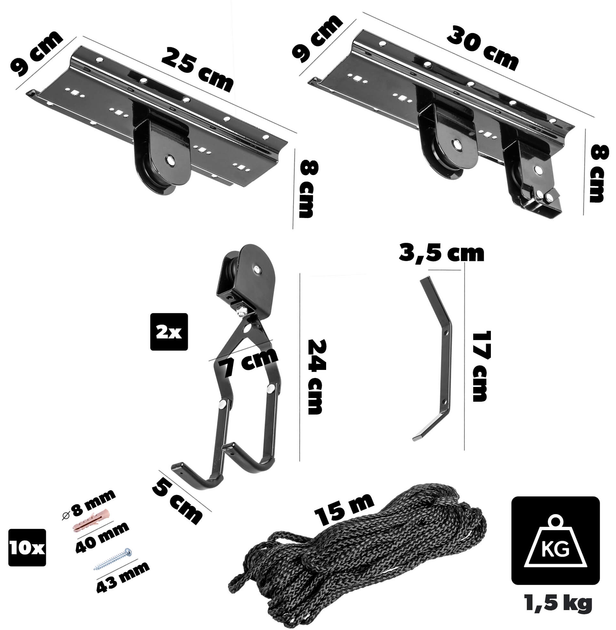 Uchwyt sufitowy Kadax Rullbo do przechowywania roweru Czarny (5906638309711) - obraz 6