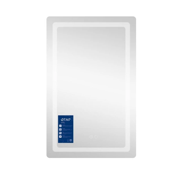 Зеркало Qtap Mideya (DC-F911) 500х800 с LED-подсветкой Touch, с антизапотением, часами, диммером - изображение 3