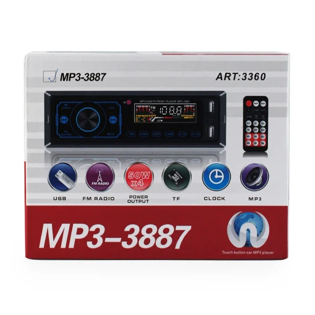 Автомагнитола MP3 Pioneer 3887 1DIN с сенсорным дисплеем Bluetooth 2 USB пульт ДУ эквалайзер FM-приемник - Фото 2 Автомагнитола MP3 Pioneer 3887 1DIN с сенсорным дисплеем Bluetooth 2 USB пульт ДУ эквалайзер FM-приемник - изображение 2