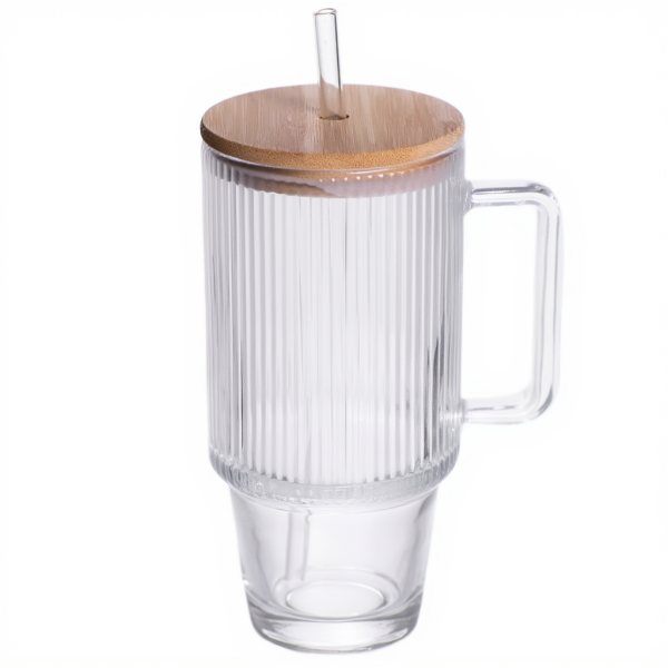 Скляний кухоль-кубок з бамбуковою кришкою та трубочкою «ICE Tea», 750 мл - Фото 1 Скляний кухоль-кубок з бамбуковою кришкою та трубочкою «ICE Tea», 750 мл - зображення 1