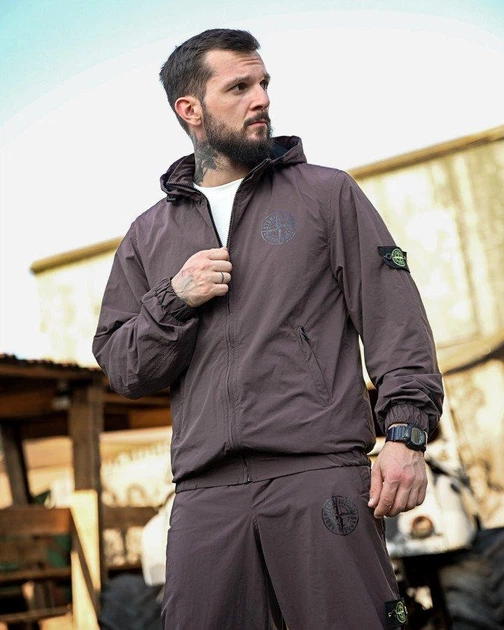 Спортивний костюм Stone Island 4 ПП 7916 коричневий, краш, з сітчастою підкладкою, чоловічий L - зображення 7