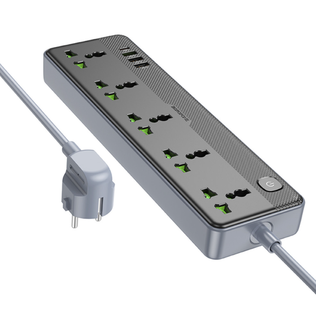 Мережевий подовжувач Borofone BAC4A Lord 12W, 5 розеток, Type-C + USB, 1.5 м - Фото 7 Мережевий подовжувач Borofone BAC4A Lord 12W, 5 розеток, Type-C + USB, 1.5 м - зображення 7