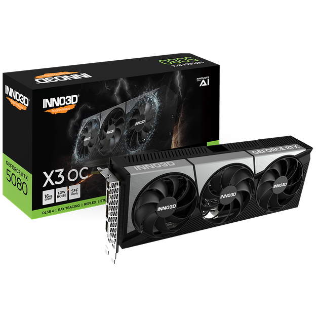 Відеокарта Inno3D NVIDIA GEFORCE RTX 5080 X3 OC RTX 5080 X3 OC INNO3D (N50803-16D7X-17603930) - Фото 1 Відеокарта Inno3D NVIDIA GEFORCE RTX 5080 X3 OC RTX 5080 X3 OC INNO3D (N50803-16D7X-17603930) - изображение 1