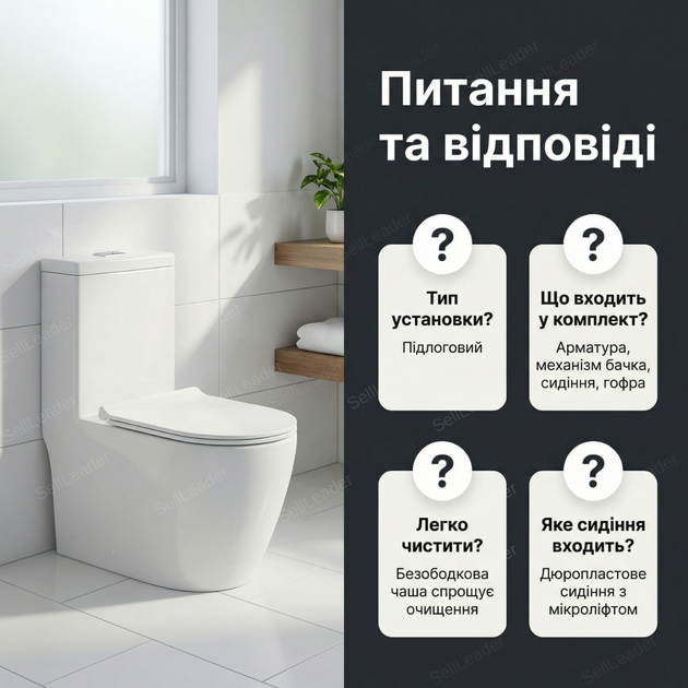 Унитаз Insana Ermin JL 65x36,5x79 см моноблок двойной слив керамический компакт для квартиры дома напольный - изображение 4