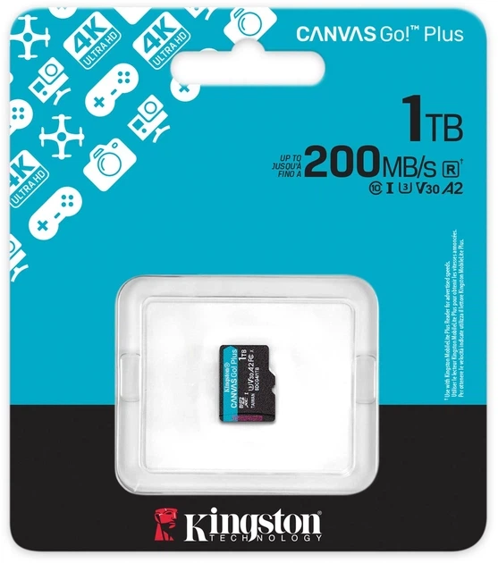 Карта памяти Kingston Canvas Go! Plus 1TB microSDXC UHS-I U3 V30 A2 Class 10 (SDCG4/1TBSP) - изображение 3