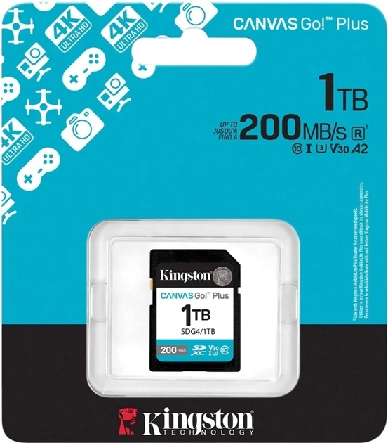 Карта памяти Kingston Canvas Go! Plus 1TB SDXC UHS-I U3 V30 A2 Class 10 (SDG4/1TB) - изображение 3