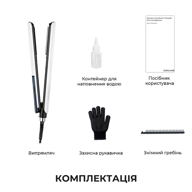 Выпрямитель для волос Dreame AuraSteam Straight White AA01A - Фото 12 Выпрямитель для волос Dreame AuraSteam Straight White AA01A - изображение 12