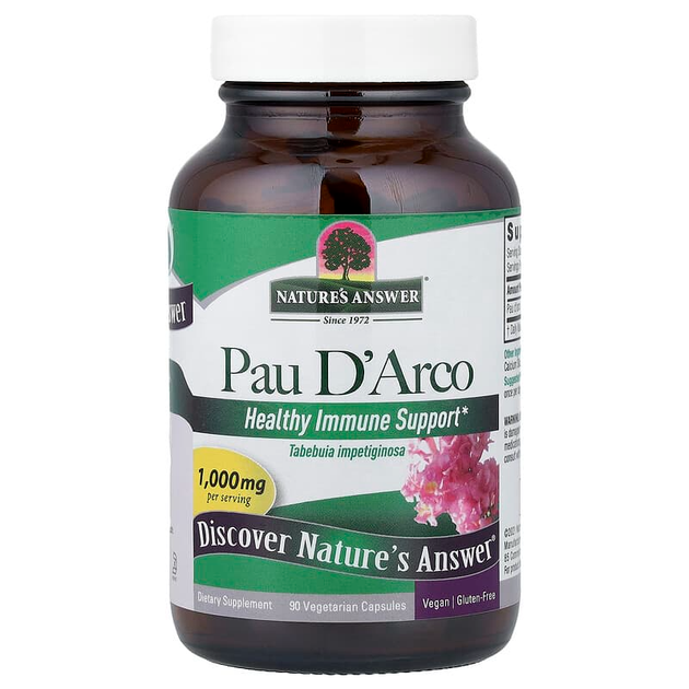 Кора муравьиного дерева Nature's Answer "Pau D'Arco" 1000 мг (90 капсул) - изображение 3