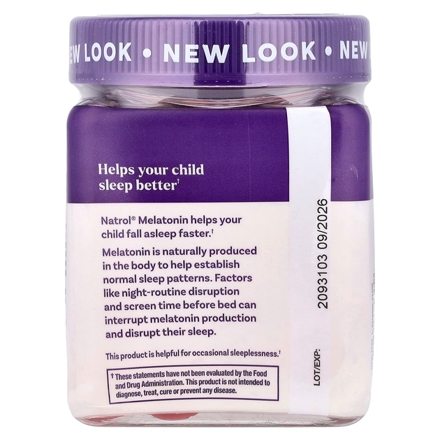 Мелатонин для детей от 4 лет Natrol "Kids Melatonin" с ягодным вкусом,1 мг (90 жевательных конфет) - изображение 3