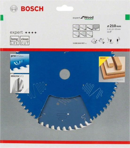 Пильный диск Bosch Expert Wood 210х2.4/1.8х30 мм 56 АТВ (2608644057) - Фото 2 Пильный диск Bosch Expert Wood 210х2.4/1.8х30 мм 56 АТВ (2608644057) - изображение 2