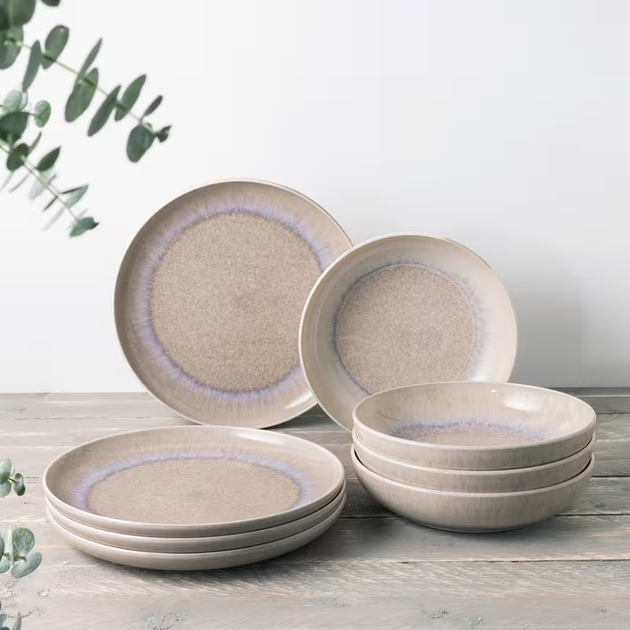 Набір столового посуду Villeroy & Boch Perlemor Sand з 8 предметів на 4 персони порцеляна бежевий - зображення 2