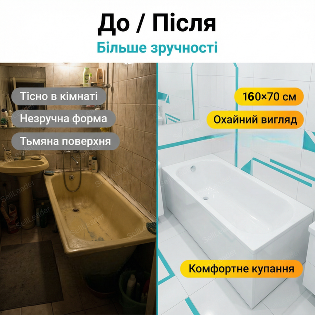 Ванна сталева Insana Verica 160×70 см прямокутна стінка 1.9 мм для готелю дому дачі купіль емальована - Фото 5 Ванна сталева Insana Verica 160×70 см прямокутна стінка 1.9 мм для готелю дому дачі купіль емальована - зображення 5