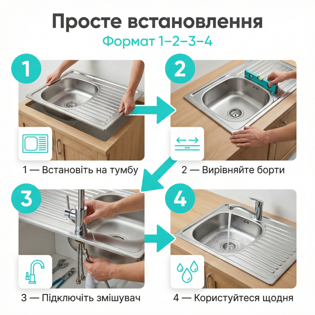 Мойка кухонная Vivia 60х80см нержавеющая сталь для кухни дома дачи раковина накладная прямоугольная - изображение 8