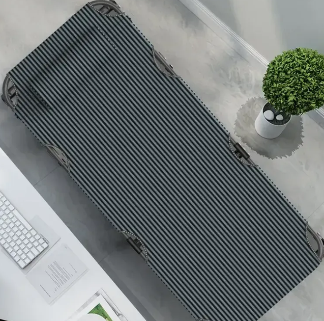 Раскладная кровать с Mesh-матрасом и подушкой LEOBRO Striped 193х68х30 см, с регулировкой спинки, черная в полоску - Фото 4 Раскладная кровать с Mesh-матрасом и подушкой LEOBRO Striped 193х68х30 см, с регулировкой спинки, черная в полоску - изображение 4