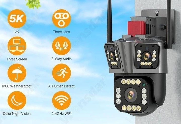 Охранная поворотная Wi-Fi IP камера Wonsdar PW12-5K с тремя объективами 3,6–6 мм, модель IPC360 Home (779866) - изображение 2