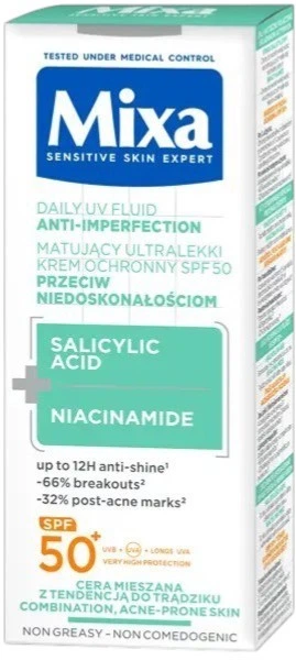 Podkład do twarzy Mixa Uv Spf50+ matujący 40 ml (3600551181684) - obraz 2