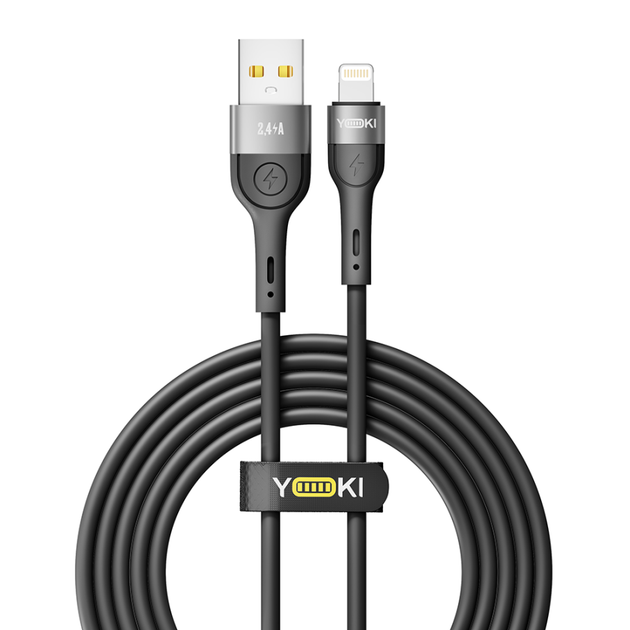 Кабель для зарядки и обмена данными USB YOKI YK-EX11 EXTRA Series USB/Lightning 12W (2.4A/5V) 2m Black - Фото 7 Кабель для зарядки и обмена данными USB YOKI YK-EX11 EXTRA Series USB/Lightning 12W (2.4A/5V) 2m Black - изображение 7