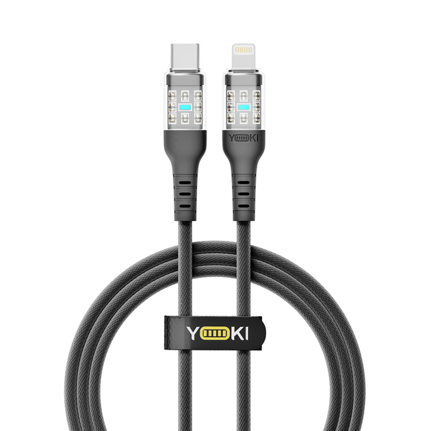 Кабель для зарядки и обмена данными USB YOKI YK-CY23 CYBER Series Type-C to Lightning 30W (3A/10V) 1.2m Черный - Фото 11 Кабель для зарядки и обмена данными USB YOKI YK-CY23 CYBER Series Type-C to Lightning 30W (3A/10V) 1.2m Черный - изображение 11