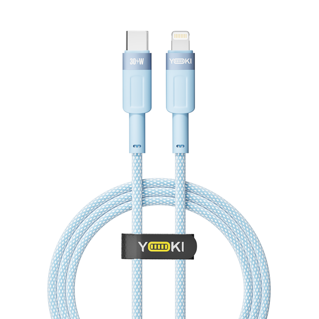 Кабель для зарядки и обмена данными USB YOKI YK-ST41 STYLE Series Type-C to Lightning 30W (3A/10V) 1.2m Blue - изображение 7