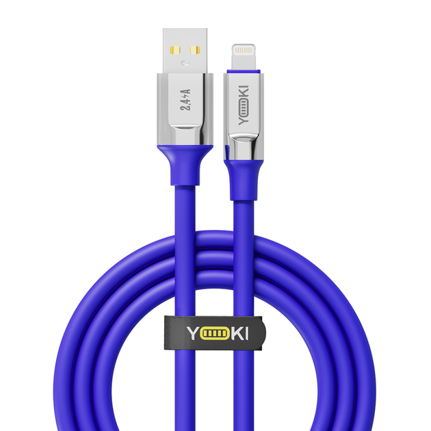 Кабель для заряджання та обміну даними USB YOKI YK-UL61 ULTRA Series USB/Lightning 12W (2.4A/5V) 1.2m Blue - Фото 9 Кабель для заряджання та обміну даними USB YOKI YK-UL61 ULTRA Series USB/Lightning 12W (2.4A/5V) 1.2m Blue - зображення 9