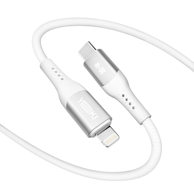 Кабель для зарядки и обмена данными USB YOKI YK-SO15 SOLID Series Type-C to Lightning 30W (3A/10V), 1.2 метра, Белый - Фото 11 Кабель для зарядки и обмена данными USB YOKI YK-SO15 SOLID Series Type-C to Lightning 30W (3A/10V), 1.2 метра, Белый - изображение 11