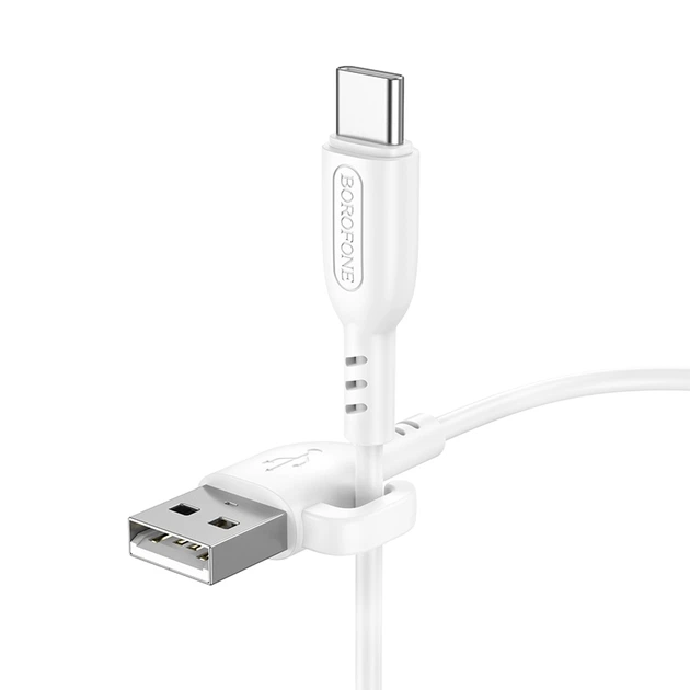 Кабель для зарядки USB Borofone BX91 з гачком USB/Type C 3A 1m White - Фото 4 Кабель для зарядки USB Borofone BX91 з гачком USB/Type C 3A 1m White - зображення 4