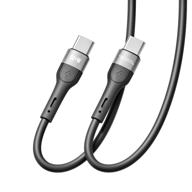 Кабель для зарядки USB Ridea RC-XS51 X-Silicone Type-C to Type-C 60W (20V/3A) 2m Черный - Фото 5 Кабель для зарядки USB Ridea RC-XS51 X-Silicone Type-C to Type-C 60W (20V/3A) 2m Черный - изображение 5