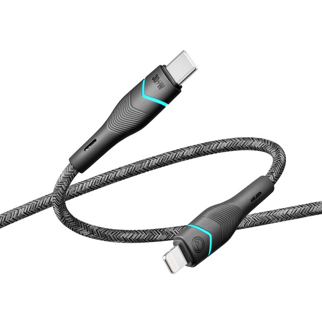 Кабель для зарядки USB Ridea RC-RL15 RGB Light Type-C to Lightning 30W (10V/3A) 1.2m Черный - изображение 6