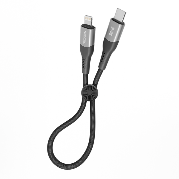 Кабель для зарядки USB Ridea RC-US42 UltraStrong Type-C to Lightning 30W (10V/3A) 0.25m Черный - изображение 4
