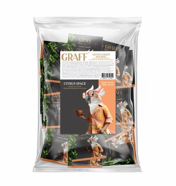 Чай в пакетиках зелений байховий з ароматом бергамоту та лимону Graff Green Citrus space tea 1,5г х 50 шт (25503005) - Фото 1 Чай в пакетиках зелений байховий з ароматом бергамоту та лимону Graff Green Citrus space tea 1,5г х 50 шт (25503005) - изображение 1
