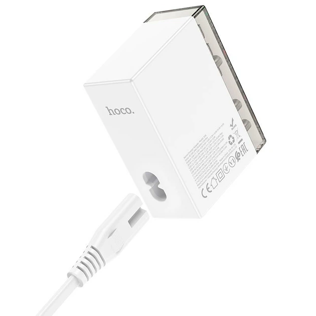 Зарядний пристрій Hoco N36 Fuerza six-port PD65W GaN (3C3A) White - зображення 3