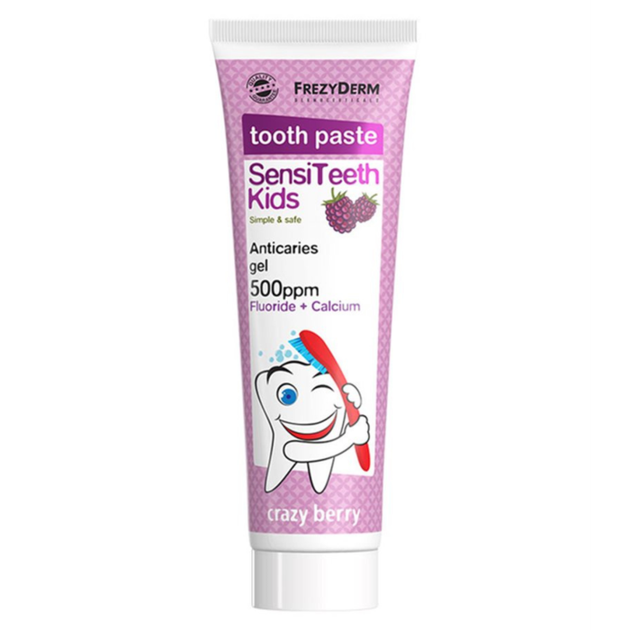 Дитяча зубна паста FrezyDerm Sensiteeth Epismalto 500 ppm фтору, 3-6 років, ремінералізуюча, чорниця, 50 мл - Фото 1 Дитяча зубна паста FrezyDerm Sensiteeth Epismalto 500 ppm фтору, 3-6 років, ремінералізуюча, чорниця, 50 мл - зображення 1
