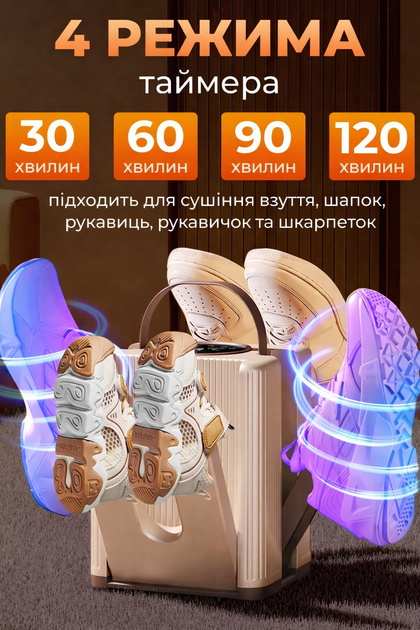 Сушарка для взуття з ультрафіолетом і таймером 220W | Швидке сушіння та дезінфекція - Фото 7 Сушарка для взуття з ультрафіолетом і таймером 220W | Швидке сушіння та дезінфекція - изображение 7