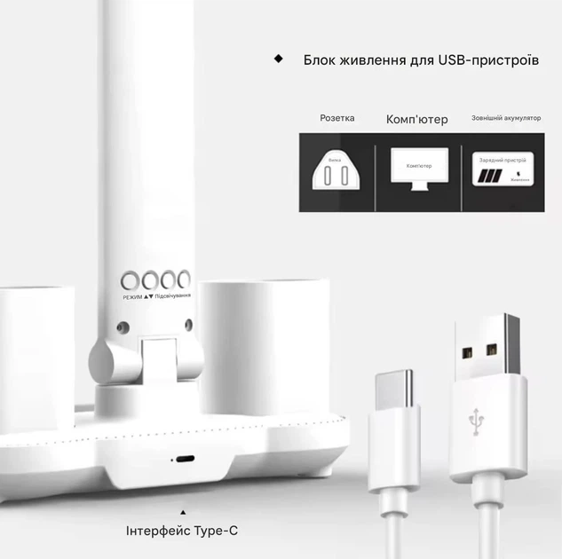 Лампа LED настільна, на акумуляторі 5600 mAh (годинник,календар,термометр) - зображення 5