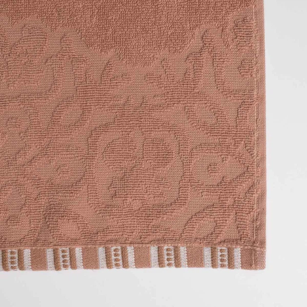 Набір махрових рушників з орнаментом 2шт GM Textile 50х90см, 70х140см 400г/м2 (Бежевий) - зображення 2