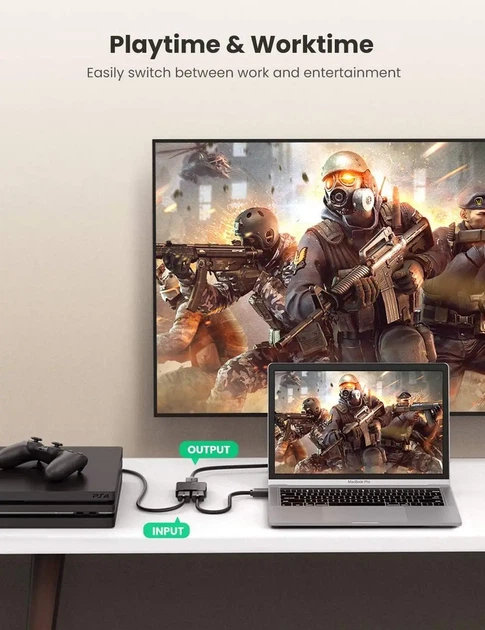 Двонаправлений перемикач (спліттер) UGREEN HDMI 2-в-1 / 1-в-2 (4K 60Hz) - зображення 4
