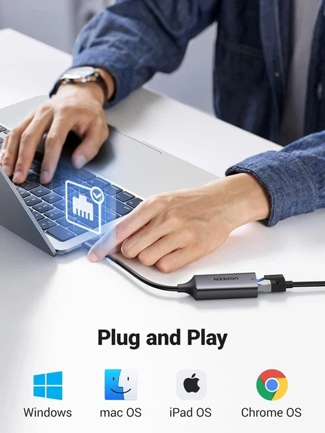 Адаптер UGREEN USB-C на Ethernet Gigabit (1000 Мбіт/с) - Фото 5 Адаптер UGREEN USB-C на Ethernet Gigabit (1000 Мбіт/с) - изображение 5