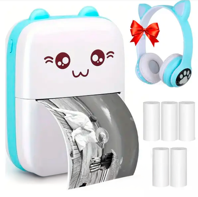 Портативний кишеньковий міні принтер Mini Printer для телефону дитячий + 1 рулон термопаперу - Фото 6 Портативний кишеньковий міні принтер Mini Printer для телефону дитячий + 1 рулон термопаперу - зображення 6